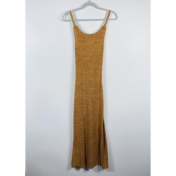 Cider Size Small Lace Up Back Knit Midi Dress Orange Heather - Picture 3 of 6